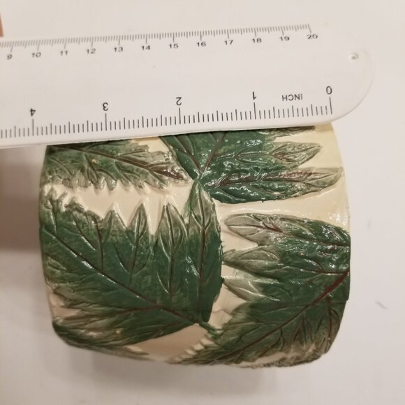 4" Ceramic Green Fern Painted Relief Planter Pacific Greenhouse - Picture 14 of 15